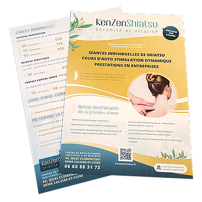 Dépliant A5 Kenzen Shiatsu Lyon